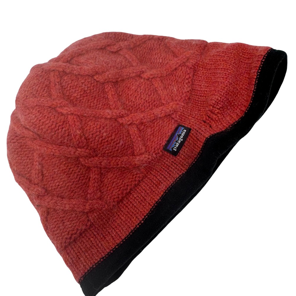 Patagonia Beanie Womens OS Red Cable Knit Fleece Lined Winter Hat STY28966FA15